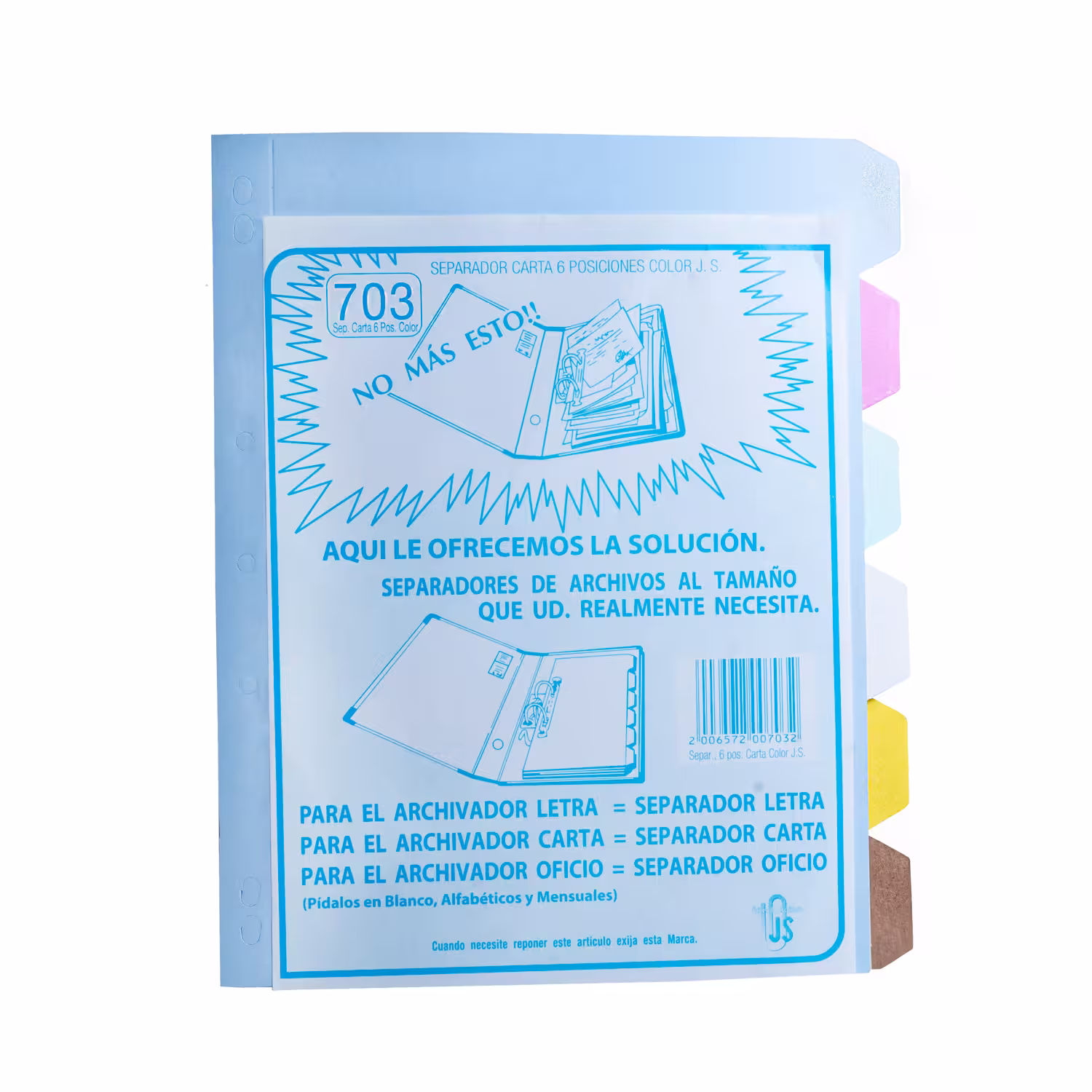 Separador Carta 6 Posiciones Colores Pasteles