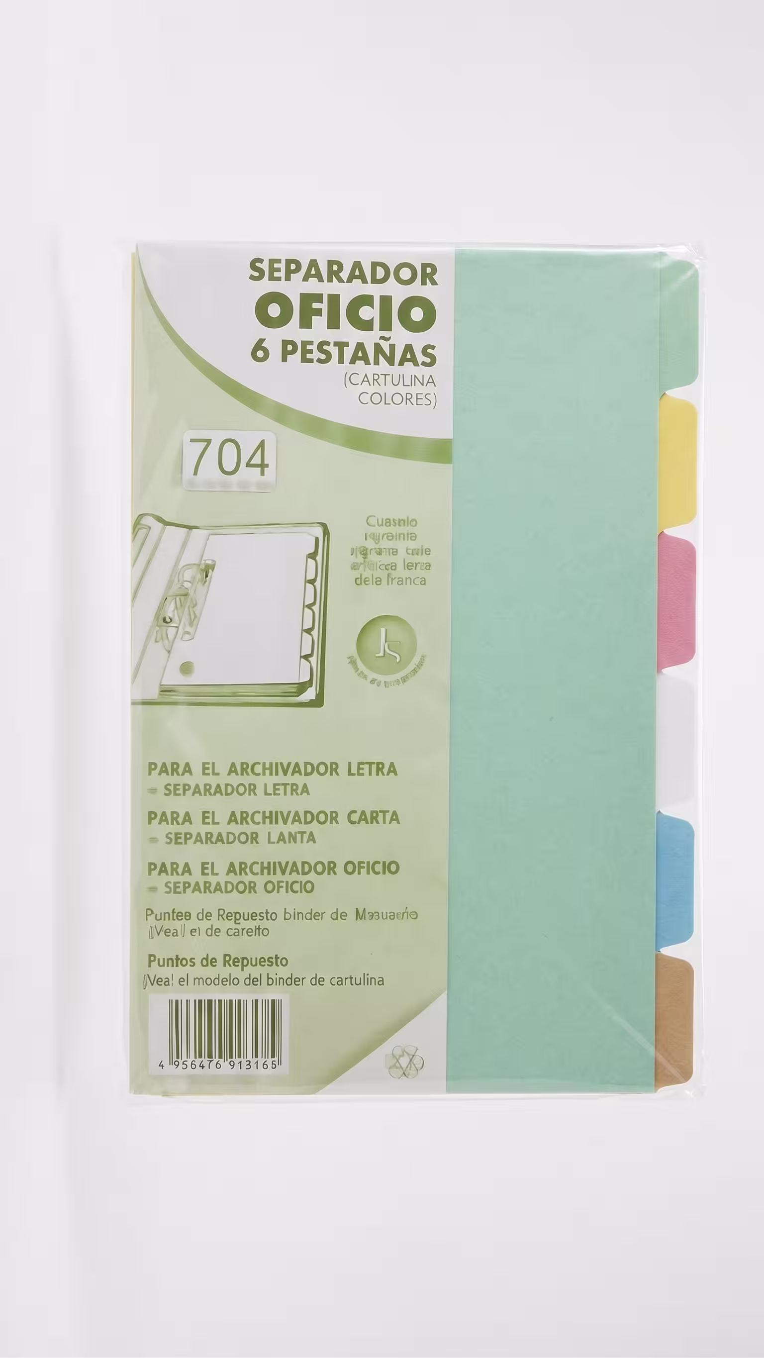 Separador Oficio 6 Posiciones Colores Pasteles